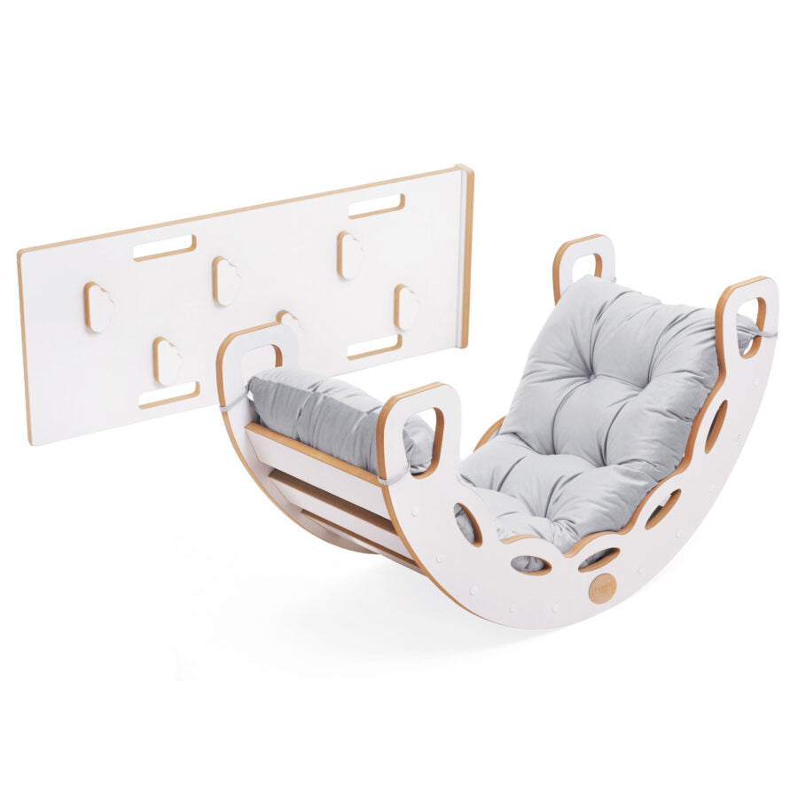 Small Rocker 4-in-1 rocker + climbing wall/slide + cushion (Velvet grey)