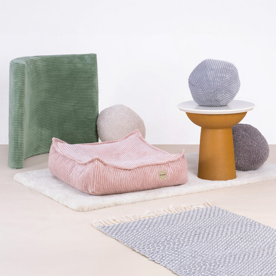Puff, 60×60 cm, floor cushion, light pink, premium corduroy