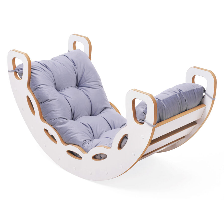 Small Rocker 4-in-1 rocker + climbing wall/slide + cushion (Dark Grey Velvet)