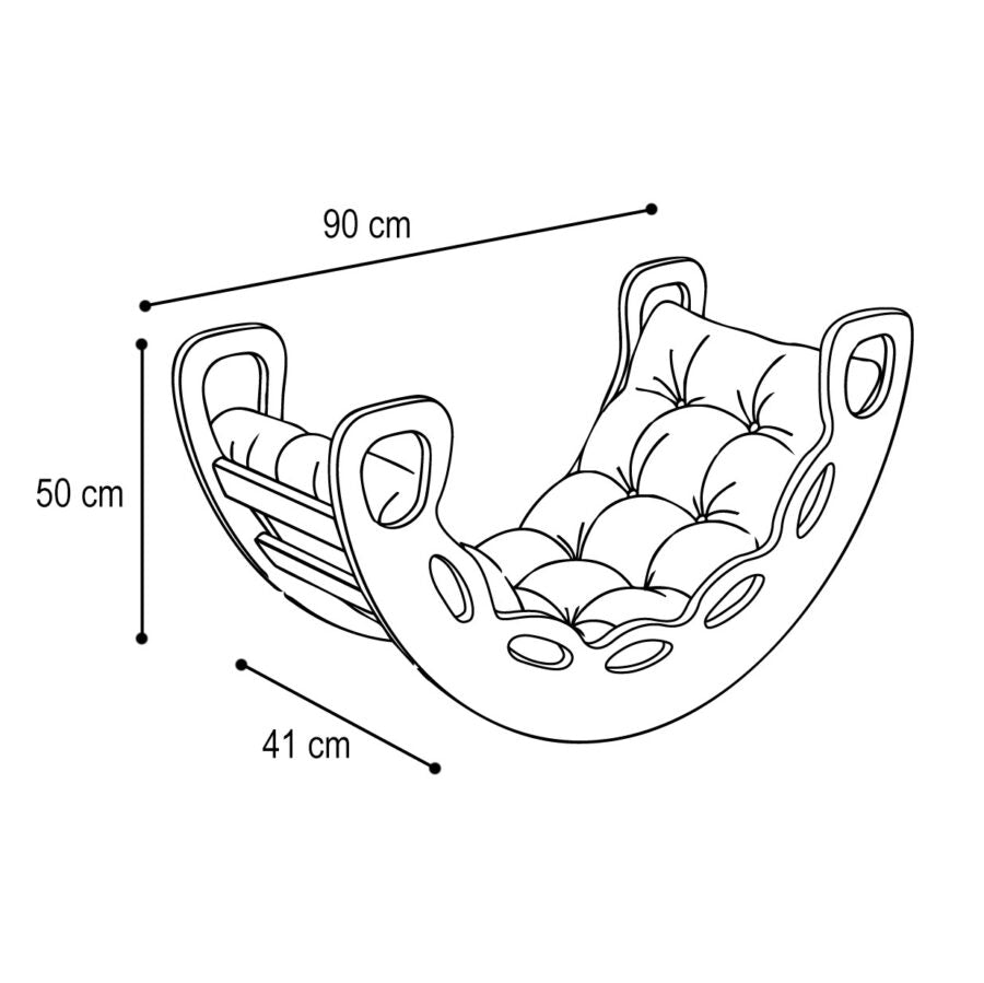 Small Rocker 4-in-1 rocker + climbing wall/slide + cushion (beige/gold Velvet)