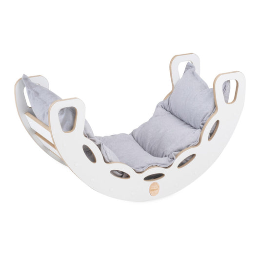 Small Rocker 4-in-1 rocker + climbing wall/slide + cushion Light Grey