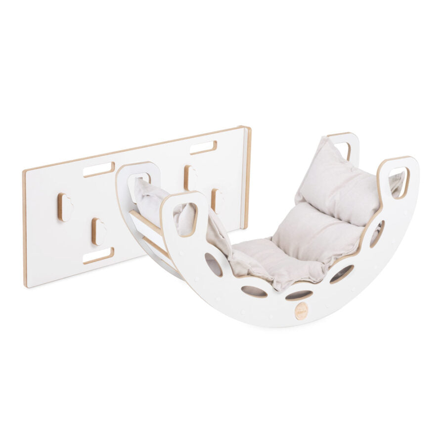 Small Rocker 4-in-1 rocker + climbing wall/slide + cushion Light Beige