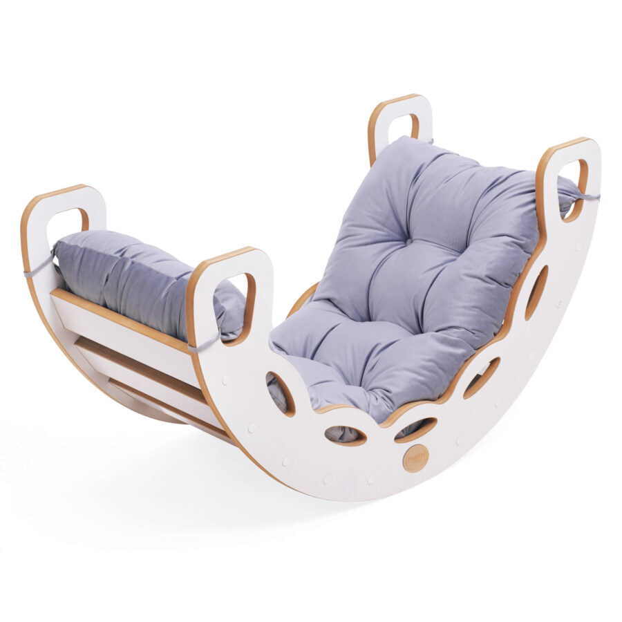 Small Rocker 4-in-1 rocker + climbing wall/slide + cushion (Dark Grey Velvet)