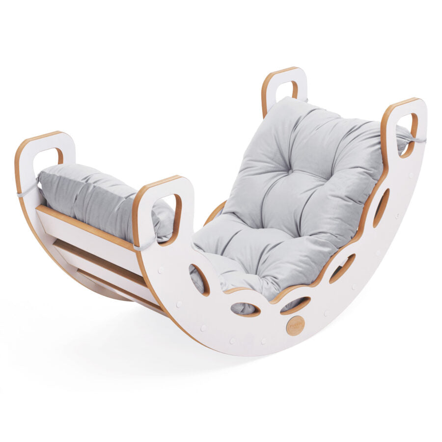Small Rocker 4-in-1 rocker + climbing wall/slide + cushion (Velvet grey)