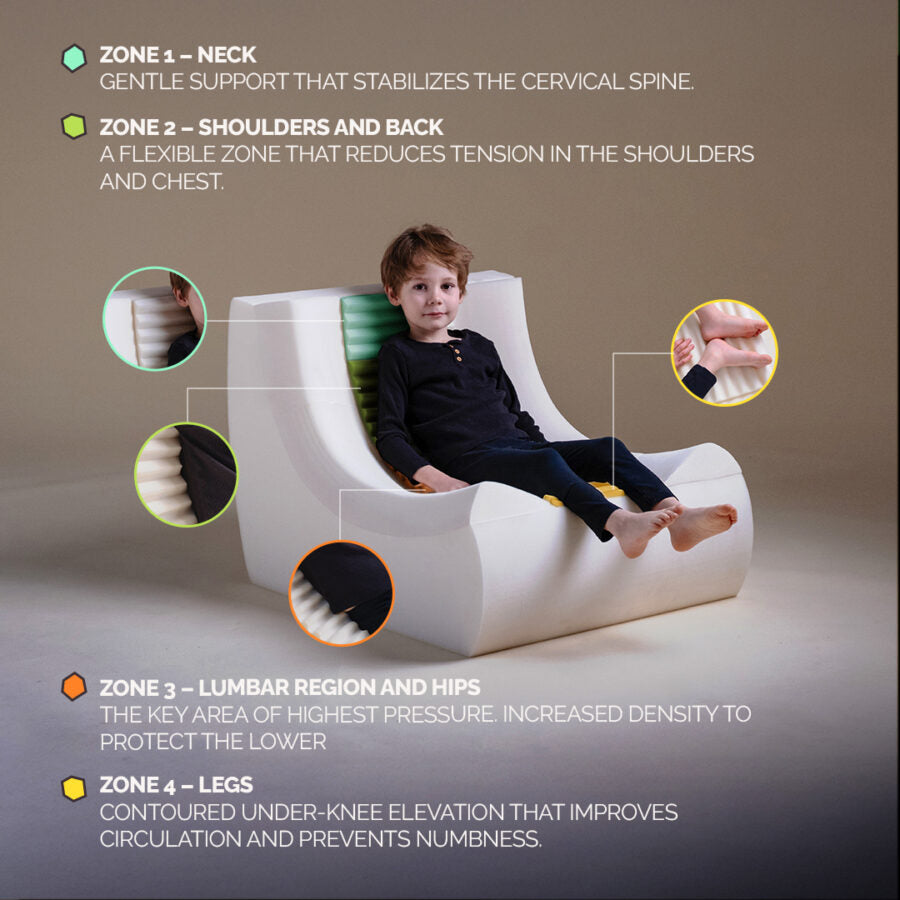 Ergonomic children’s lounge chair MOONI, beige, premium corduroy