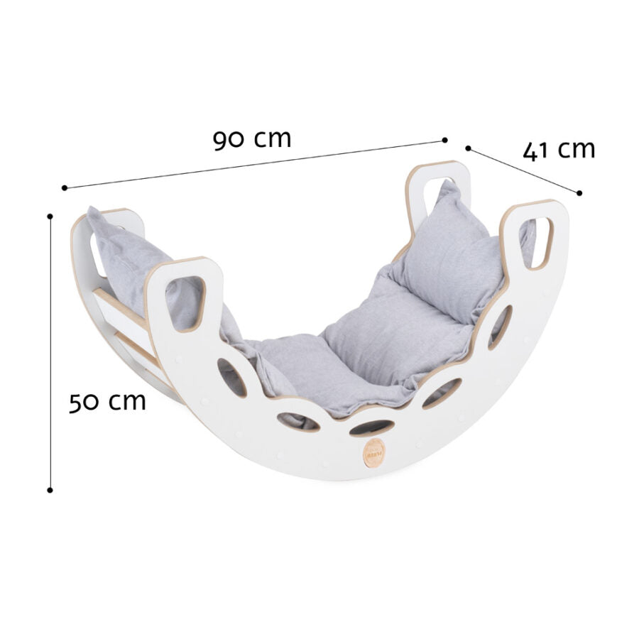Small Rocker 4-in-1 rocker + climbing wall/slide + cushion Light Grey