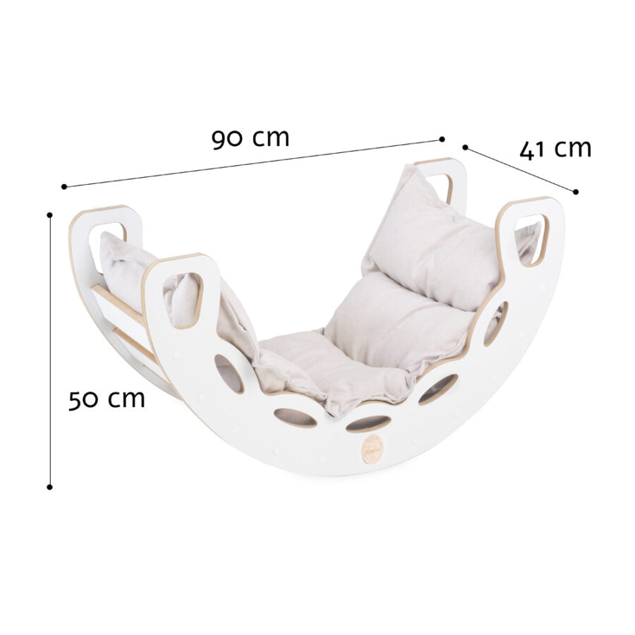 Small Rocker 4-in-1 rocker + climbing wall/slide + cushion Light Beige