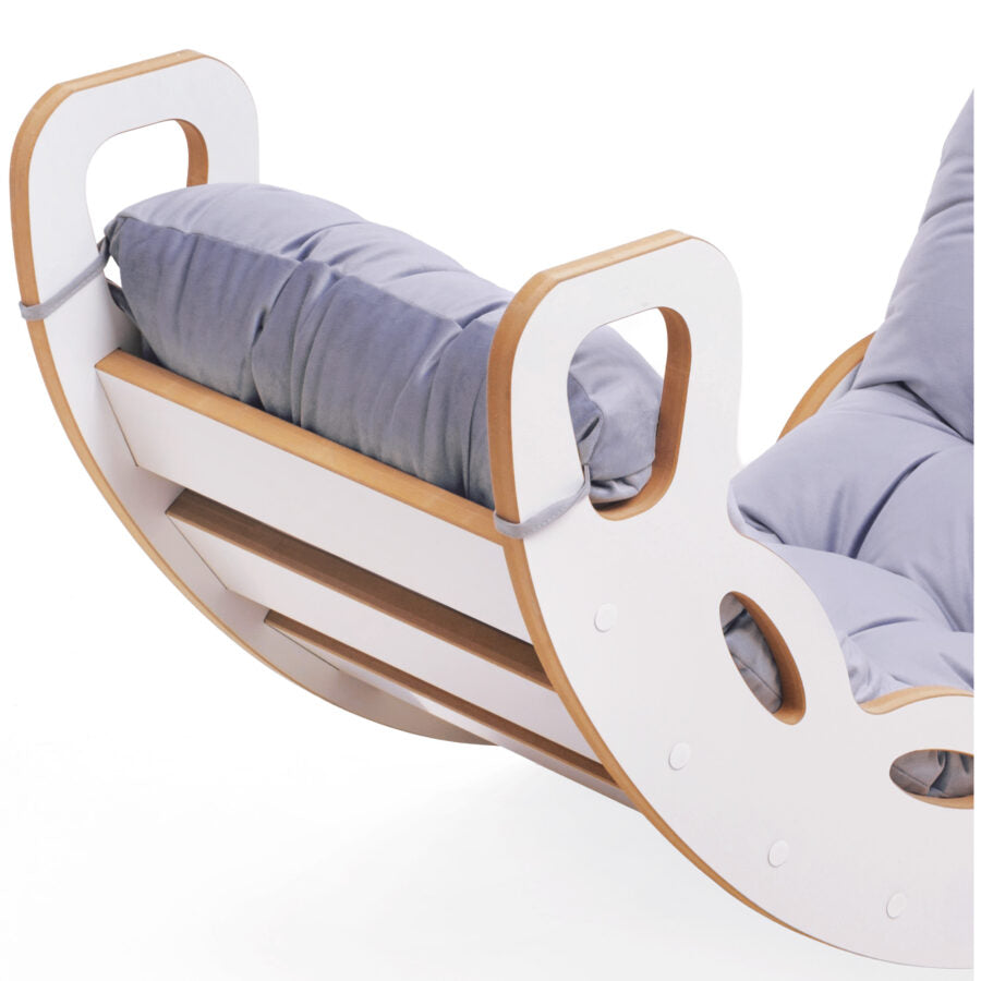 Small Rocker 4-in-1 rocker + climbing wall/slide + cushion (Dark Grey Velvet)