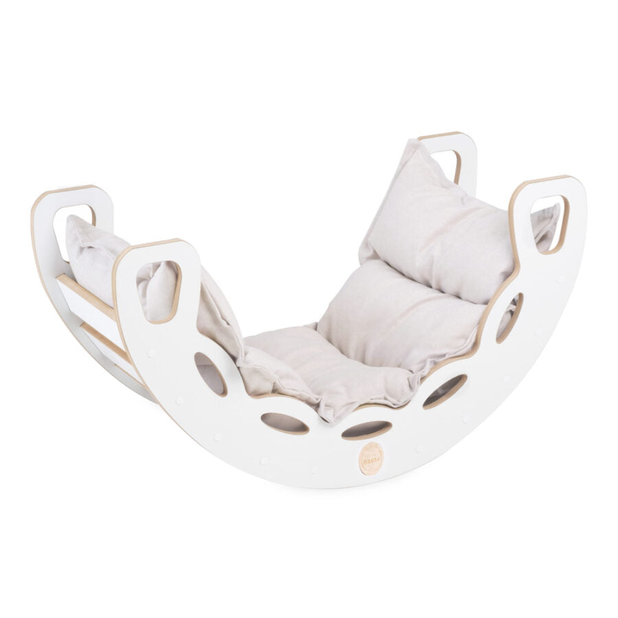 Small Rocker 4-in-1 rocker + climbing wall/slide + cushion Light Beige