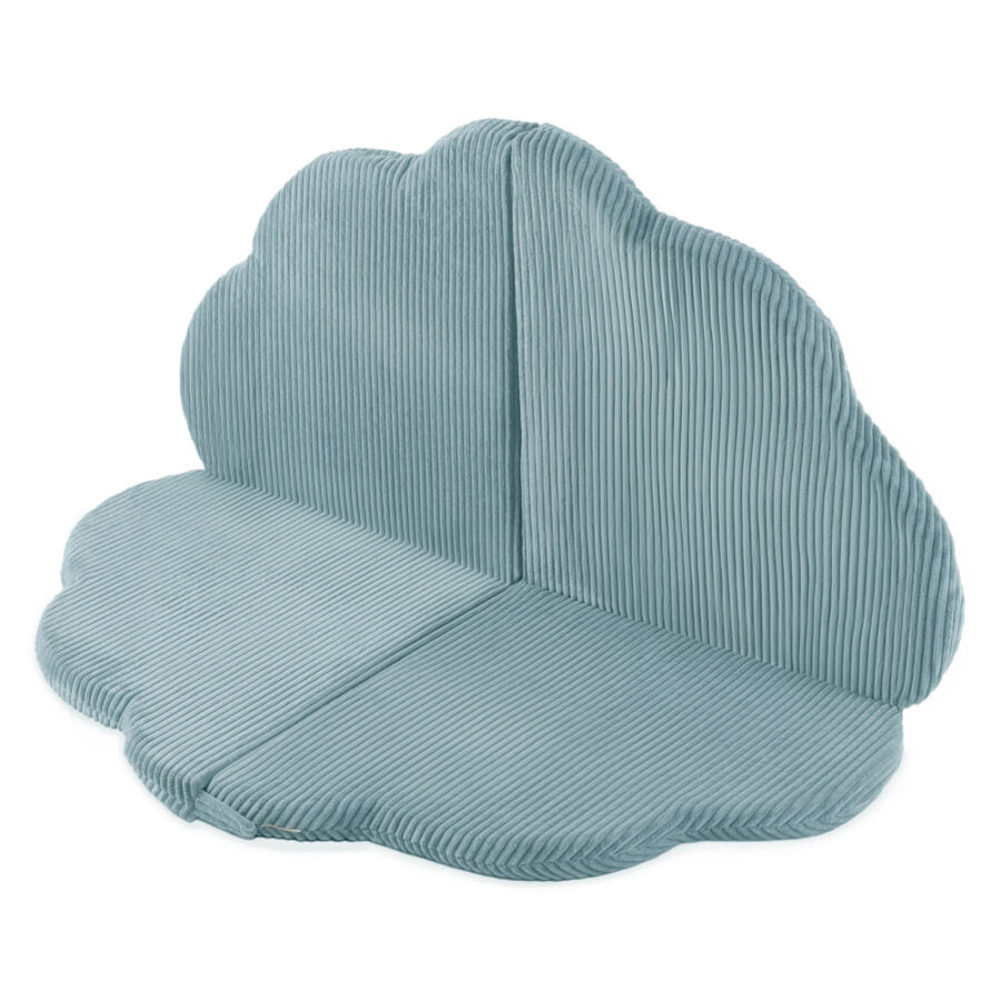Floor mat, 115x115x5cm, blue, premium corduroy