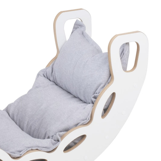 Small Rocker 4-in-1 rocker + climbing wall/slide + cushion Light Grey