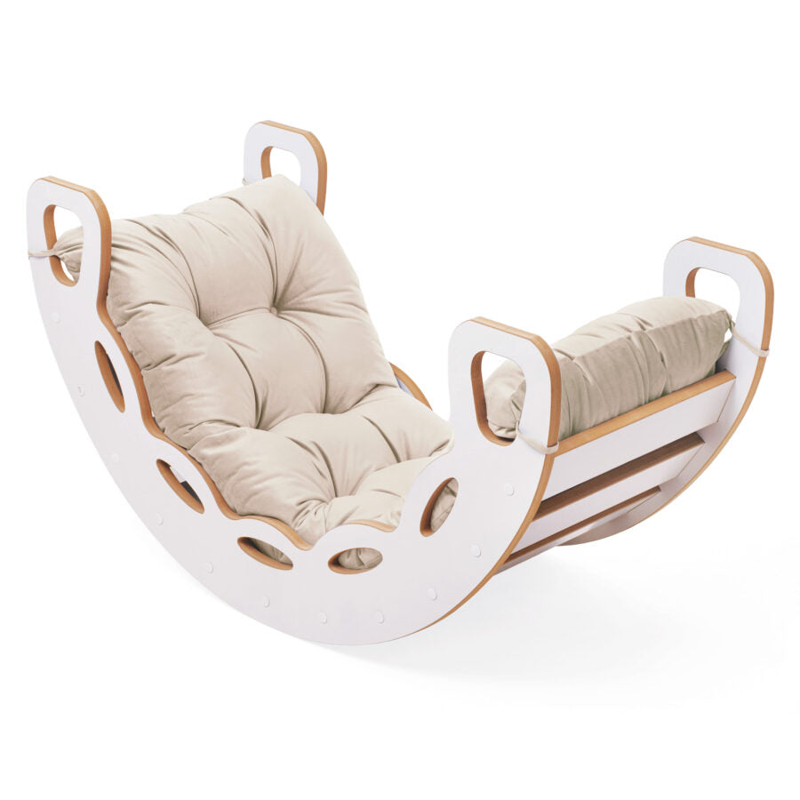 Rocker, Climbing Wall / Slide, and Cushion
