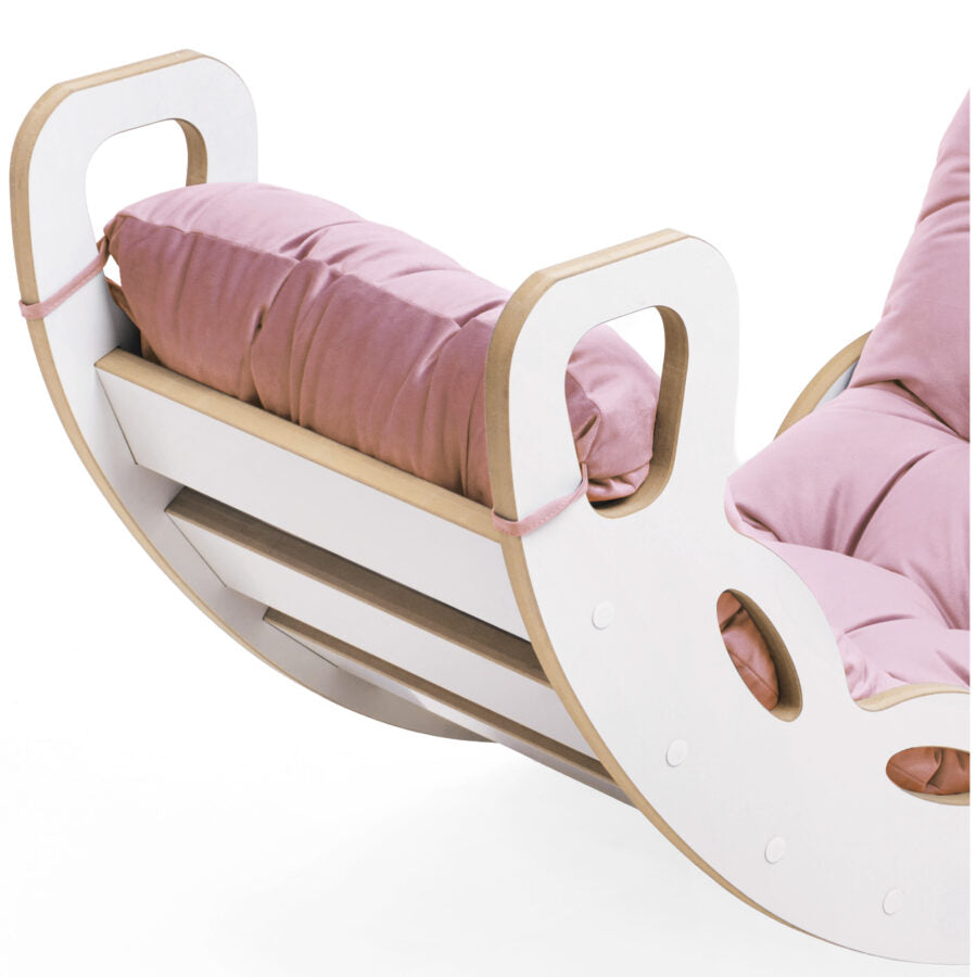 Small Rocker 4-in-1 rocker + climbing wall/slide + cushion (pink Velvet)