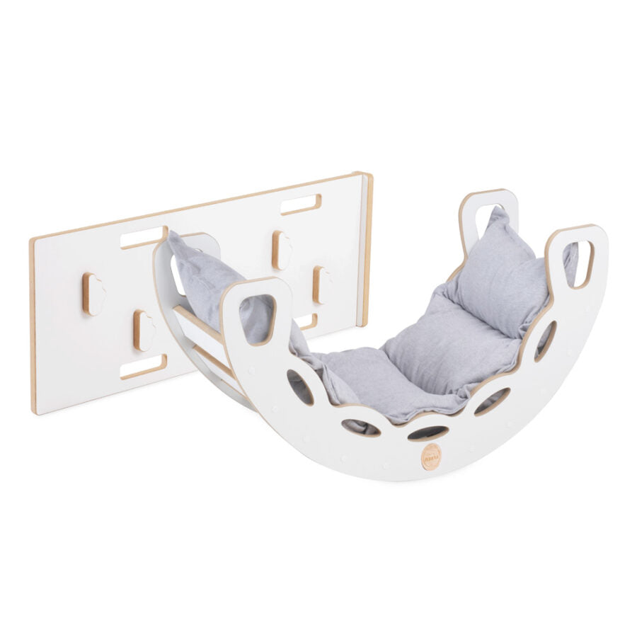 Small Rocker 4-in-1 rocker + climbing wall/slide + cushion Light Grey