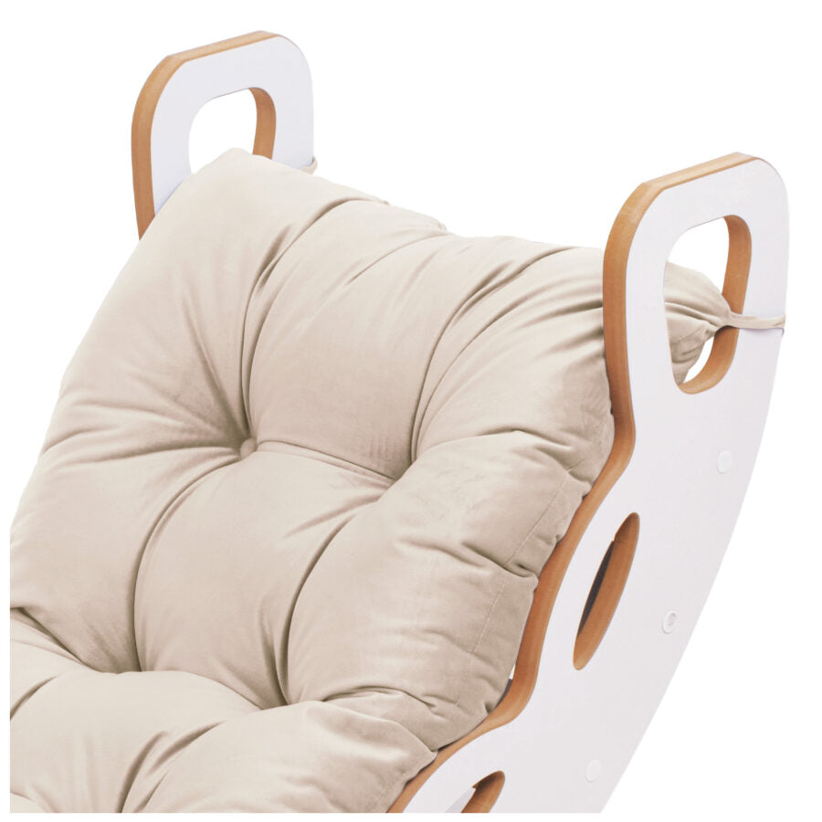 Small Rocker 4-in-1 rocker + climbing wall/slide + cushion (beige/gold Velvet)