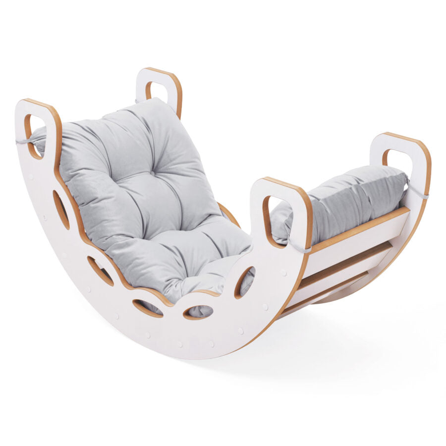Small Rocker 4-in-1 rocker + climbing wall/slide + cushion (Velvet grey)