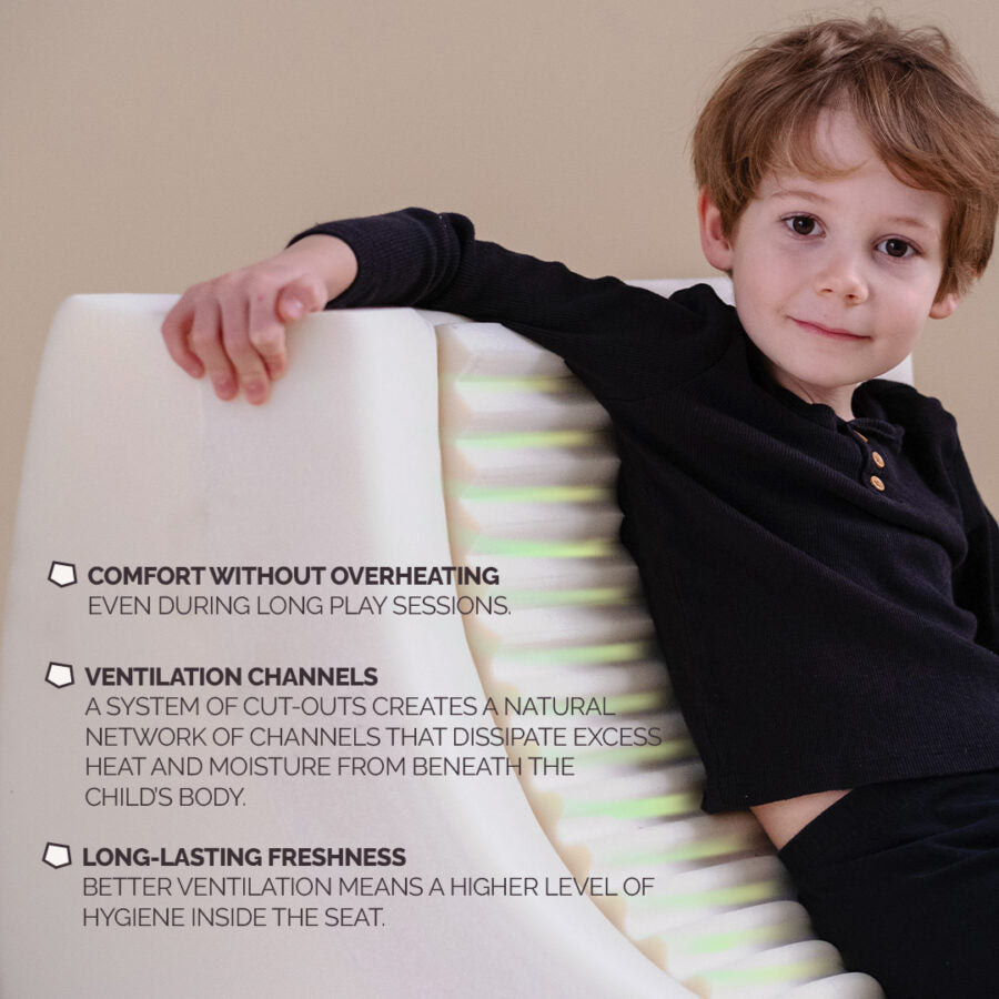 Ergonomic children’s lounge chair MOONI, beige, premium corduroy