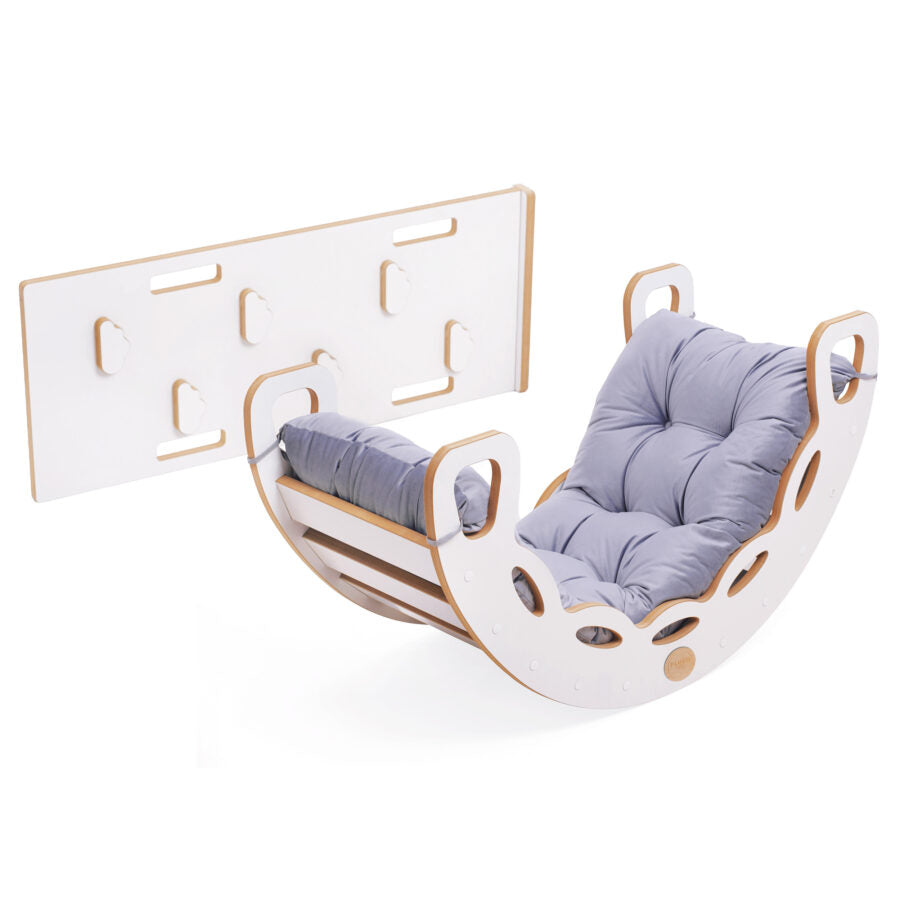 Small Rocker 4-in-1 rocker + climbing wall/slide + cushion (Dark Grey Velvet)