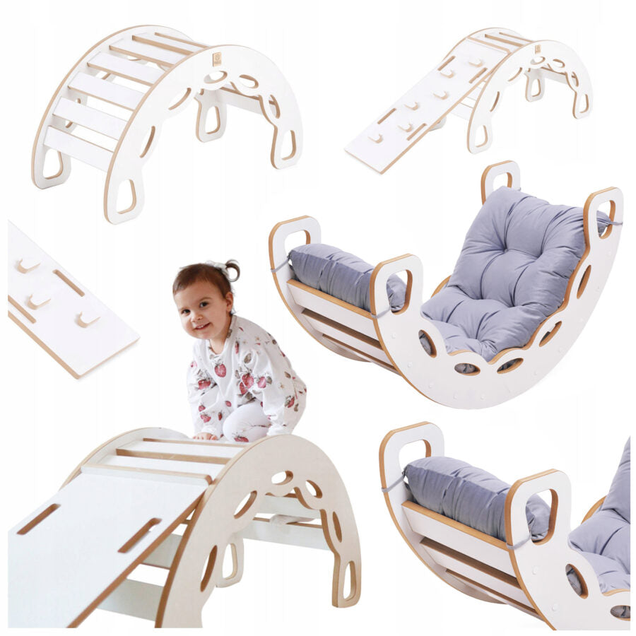Small Rocker 4-in-1 rocker + climbing wall/slide + cushion (Dark Grey Velvet)